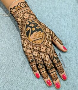 swan back hand mehndi design