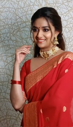 Keerthy Suresh looks Hot in a red saree