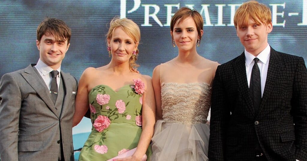 Rowling with Harry Potter Stars