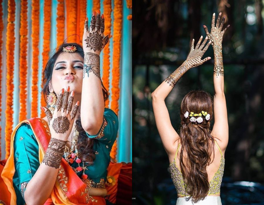 20 Fun Bridal Mehndi Poses You Wouldnt Want to Miss  Bride photography  poses Indian wedding photography poses Indian wedding photography