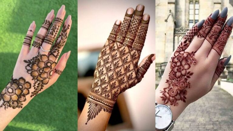 simple mehendi designs for the inner hand.