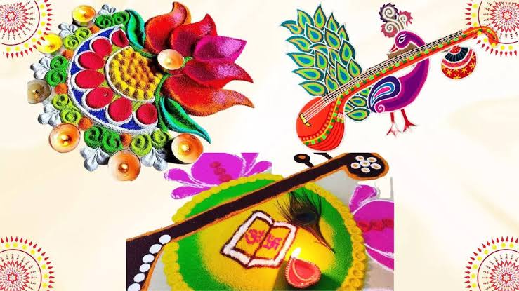 10 Best Saraswati Rangoli Designs for Vasant Panchami  2024