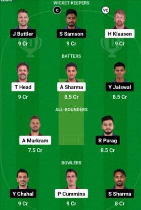 IPL 2024, Match 50, SRH vs RR: Dream11 Prediction Today Match
