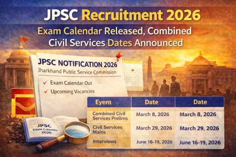 JPSC Recruitment 2026: Exam Calendar, Upcoming Notifications, Dates, Eligibility, Application Process JPSC Recruitment 2026 Application Process