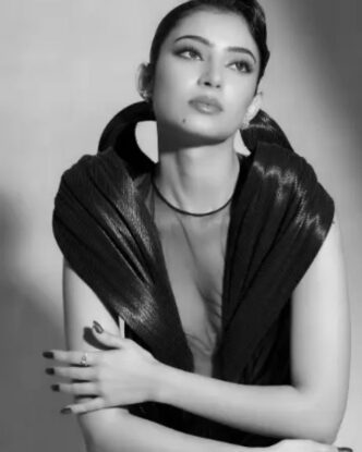 Sara Arjun candid moment captured during a fashion shoot