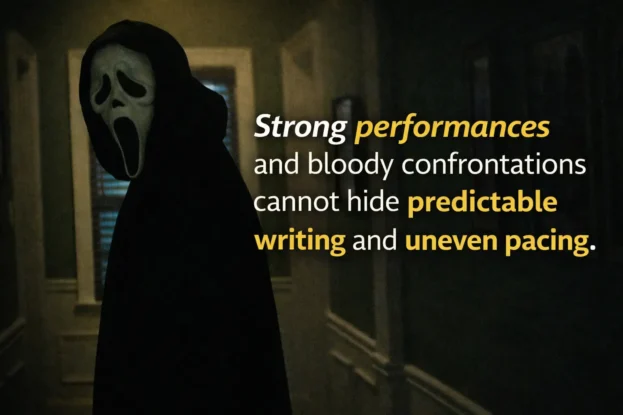 Ghostface in a Dimly Lit Hallway