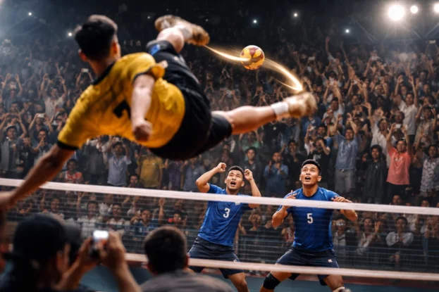 Air Spike in Sepak Takraw Action