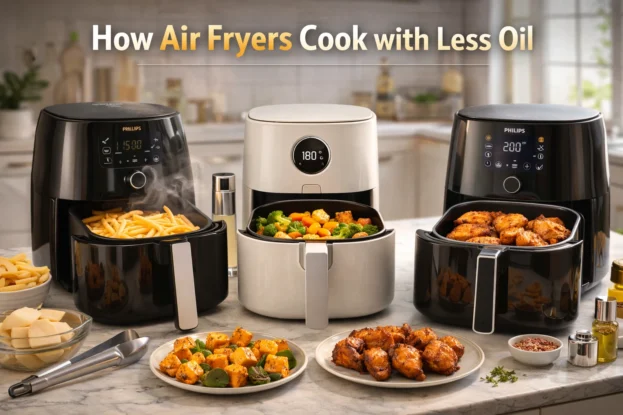 Air fryers in Action on Kitchen Counter