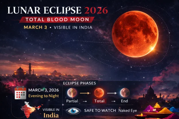 Lunar Eclipse over India at Night