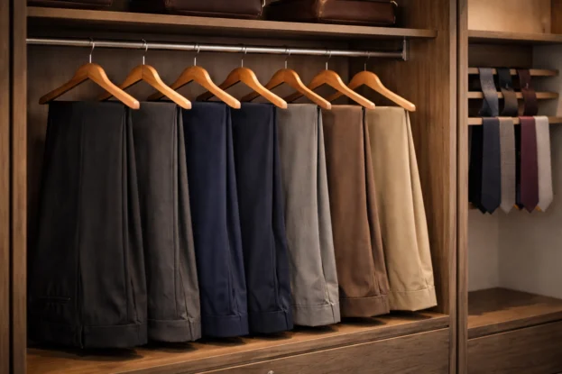 Neatly organized formal trousers collection