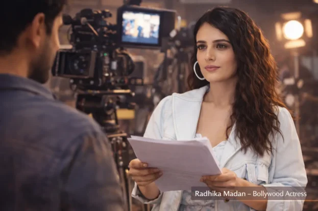 Radhika Madan On Set With Script