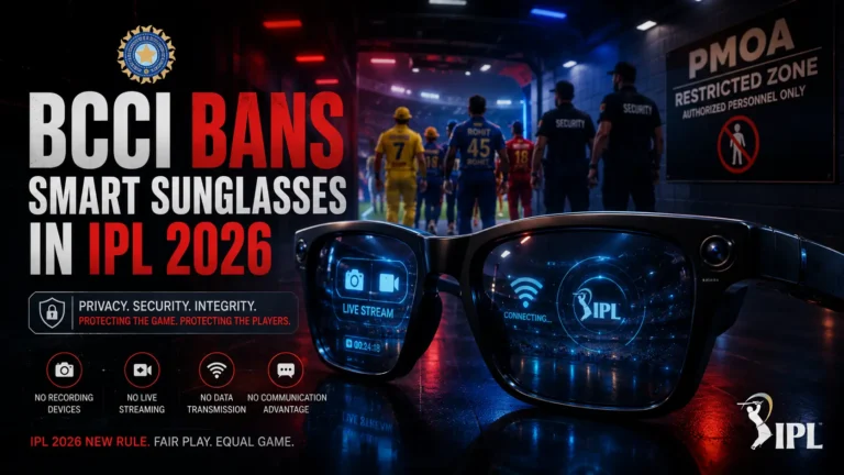 BCCI Bans Smart Sunglasses Inside IPL Match Zones — Here’s Why It’s a Big Deal BCCI Bans Smart Sunglasses in IPL 2026