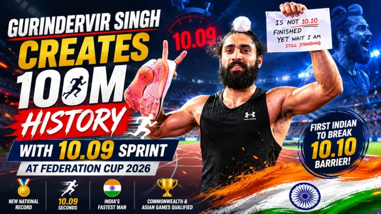 Gurindervir Singh Creates 100m History With 10.09 Sprint at Federation Cup 2026 Gurindervir Singh Creates 100m History With 10.09 Sprint at Federation Cup 2026