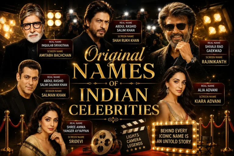 Original Names of Indian Celebrities You Probably Didn’t Know — The Real Identities Behind Bollywood and South Indian Stars Original Names of Indian Celebrities You Probably Didn’t Know — The Real Identities Behind Bollywood and South Indian Stars