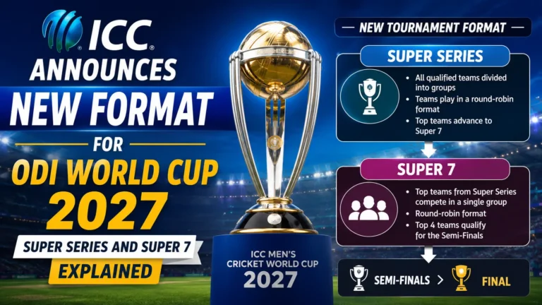 ICC Announces New Format for ODI World Cup 2027: Super Series and Super 7 Explained ICC Announces New Format for ODI World Cup 2027 - Super Series and Super 7 Explained