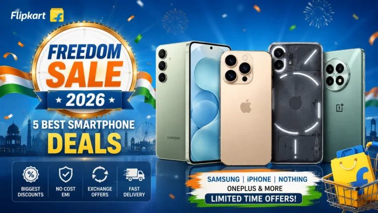 Flipkart Freedom Sale 2026: 5 Best Smartphone Deals on Samsung, iPhone, Nothing and More Flipkart Freedom Sale 2026 - 5 Best Smartphone Deals on Samsung, iPhone, Nothing and More