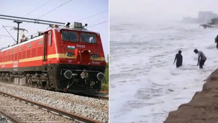 Cyclone Arnab: Full List of Trains Cancelled by South Central Railway and East Coast Railway Indian Railways train and rough sea on the Andhra coast as Cyclone Arnab leads to train cancellations