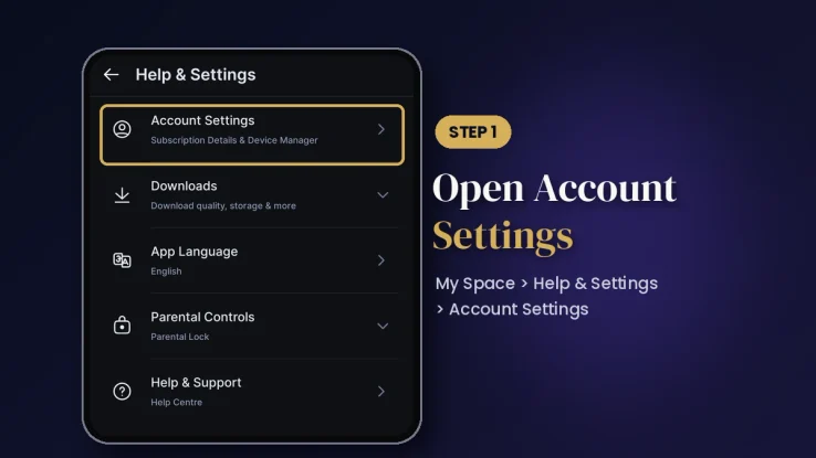 JioHotstar Help and Settings screen with Account Settings option