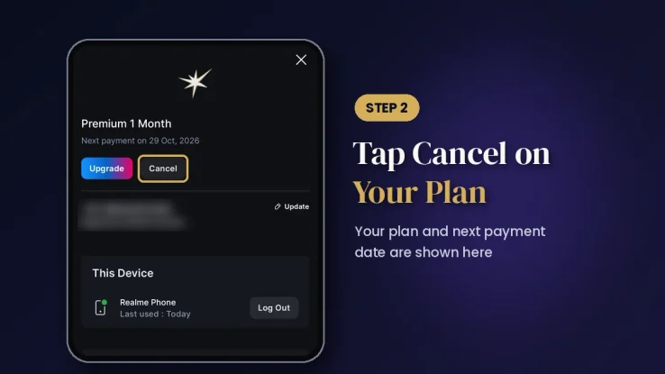 JioHotstar subscription details screen with Cancel button