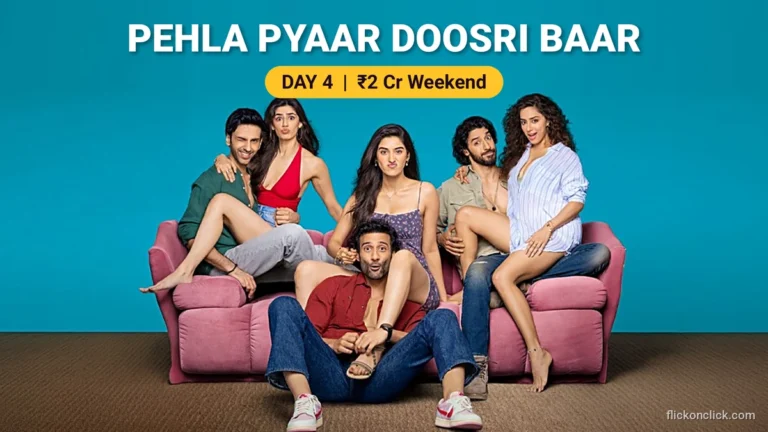 Pehla Pyaar Doosri Baar Box Office Collection Day 4: Luv Ranjan’s Newcomer Film Struggles After Rs 2 Crore Weekend Pehla Pyaar Doosri Baar cast on a pink sofa, box office collection Day 4