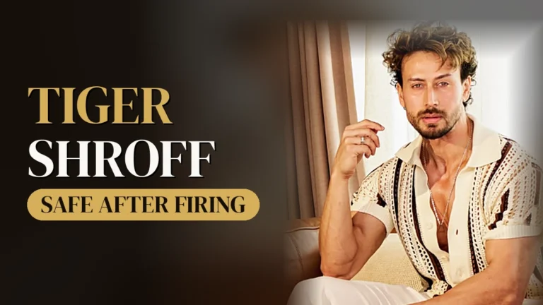 Tiger Shroff Injury Update: Actor Safe After Firing in Mumbai’s Juhu, Driver Injured Tiger Shroff seated in a cream knit shirt, with text Tiger Shroff Safe After Firing